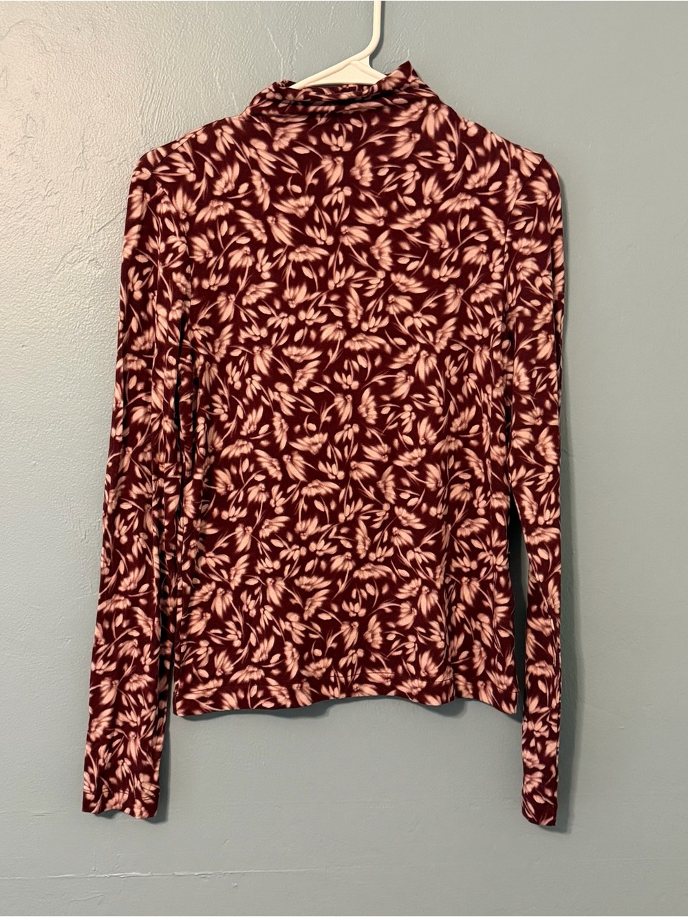 Madewell Long-Sleeve Mockneck Tee in Floral Bordeaux, Burgundy